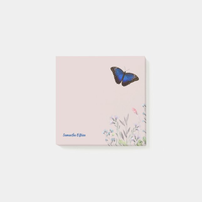 Vackert Blue Morpho Butterfly-Anpassade Post-it Block (Framsida)
