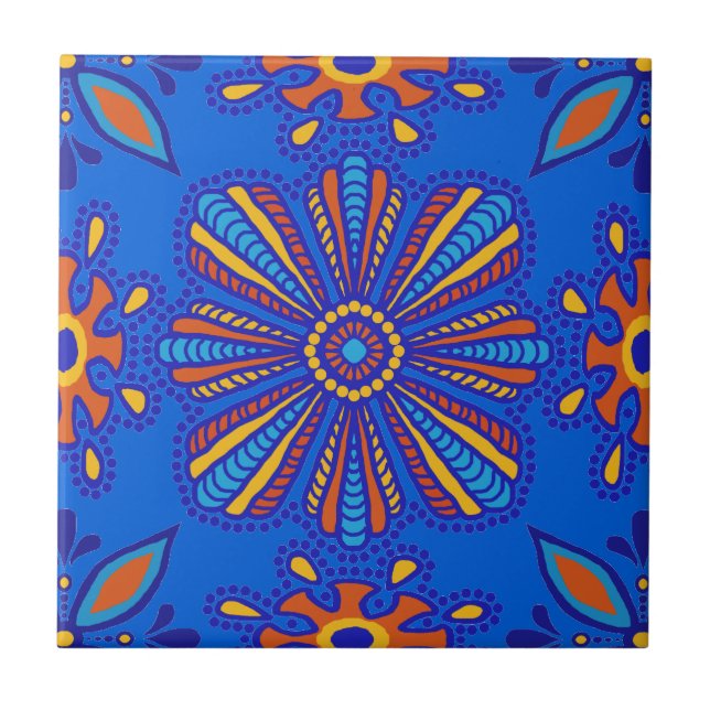 Vackert Boho Talavera Tile Kakelplatta (Framsidan)