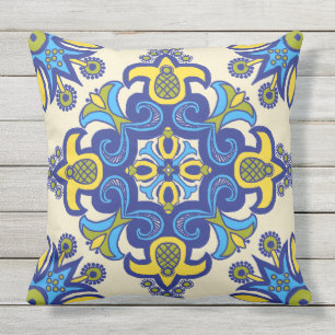 Vackert Boho Talavera Tile Kudde