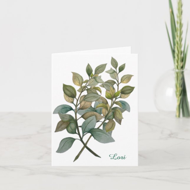 Vackert botaniskt/bäckenvikigt gratulationskort helgkort (Framsida)