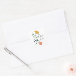 Vackert botaniskt Blommönster Fyrkantigt Klistermärke
