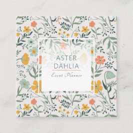 Vackert botaniskt Blommönster Fyrkantigt Visitkort