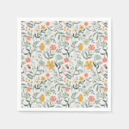 Vackert botaniskt Blommönster Pappersservett