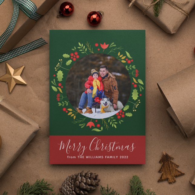 Vackert botaniskt God jul-andedräkt Julkort (Skapare uppladdad)