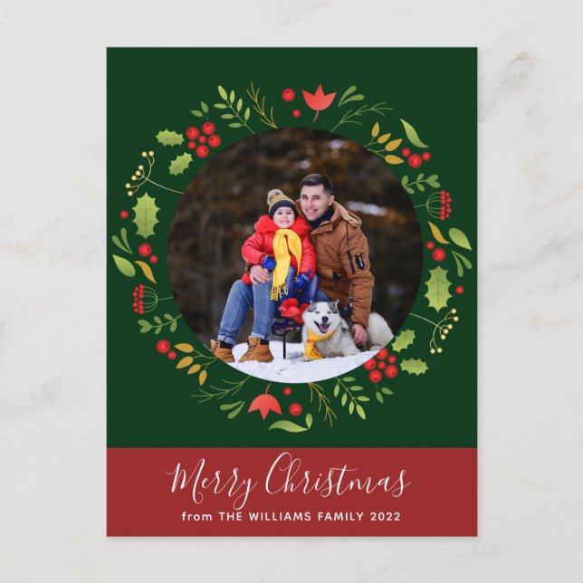 Vackert botaniskt God jul-andedräkt Vykort (Framsida)