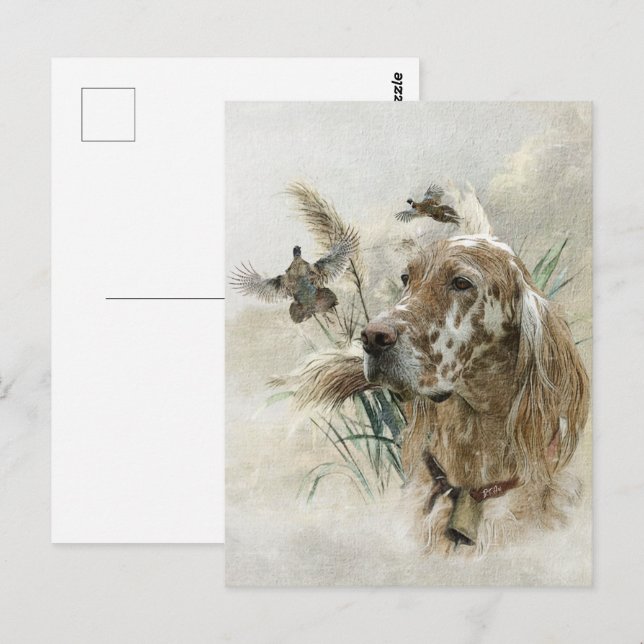 Vackert brev med fasaner, konst vykort (Fram/baksida)