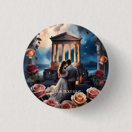 Vackert Bride & Groom Ställd av havet Knapp