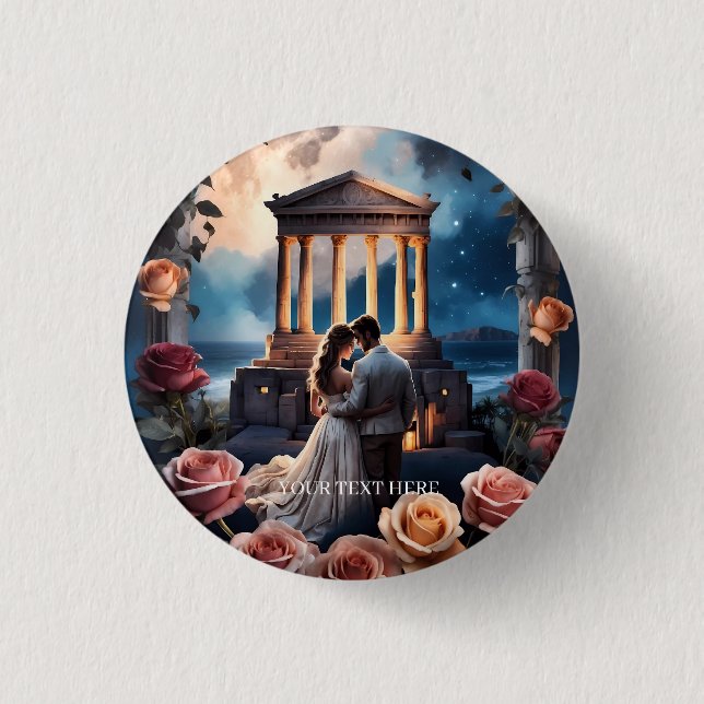 Vackert Bride & Groom Ställd av havet Knapp (Framsida)