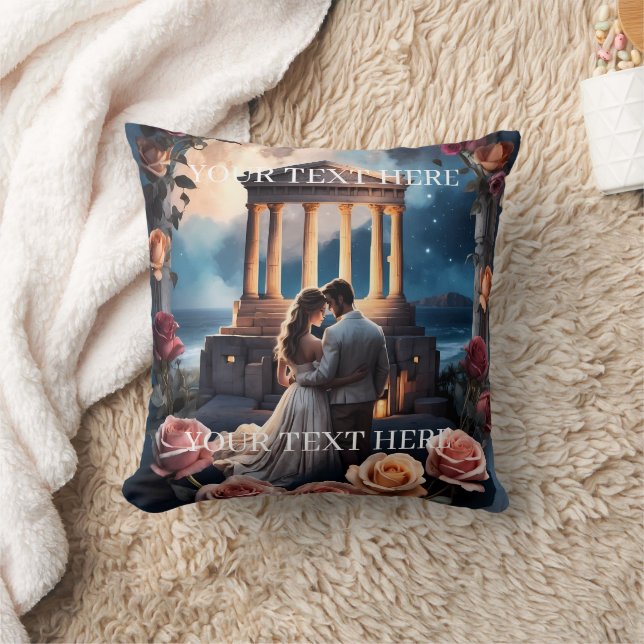 Vackert Bride & Groom Ställd av havet Kudde (Filt)