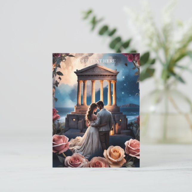 Vackert Bride & Groom Ställd av havet Vykort (Stående Fram)