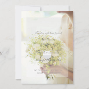 Vackert Bride med Flower Bouquet Bröllop Inbjudningar