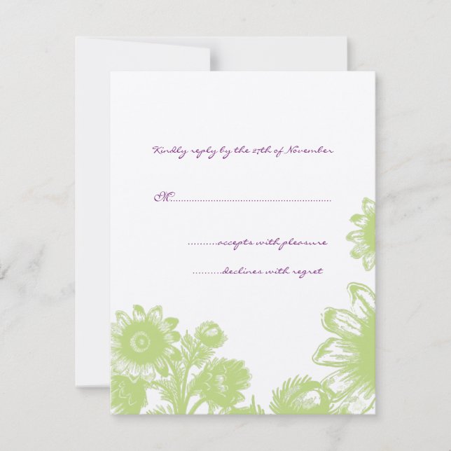 Vackert Bröllop OSA för Vintage Flower Kort (Framsida)