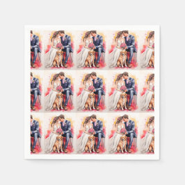 Vackert bröllop par Watercolor Pappersservett