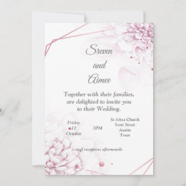 Vackert bröllop, rosa blommar inbjudningar