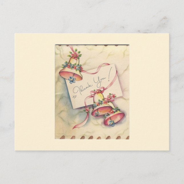 Vackert bröllopsbjällra tackkort vykort (Framsida)