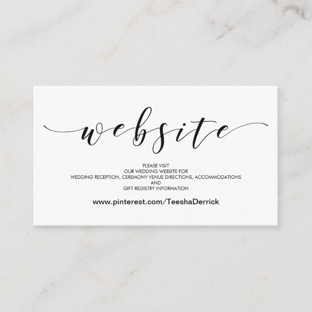 Vackert bröllopswebbplats Detaljer Inklusionskort Tilläggskort (Framsida)