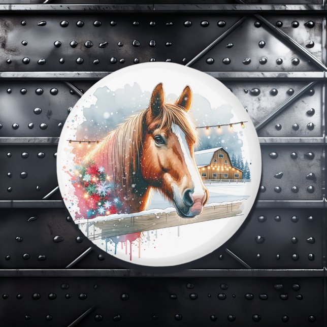 Vackert Brown Horse på juljulen Magnet (Skapare uppladdad)