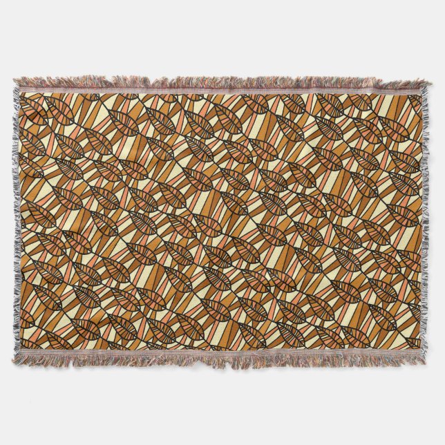 Vackert Brown Löv Fringed Throw Blanket Mysfilt (Framsidan)