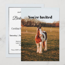 Vackert brun färg Draft Horse Photo Birthday Inbjudningar