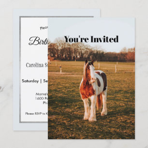 Vackert brun färg Draft Horse Photo Birthday Inbjudningar