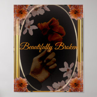 Vackert Bruten Gotisk Blomma Poster