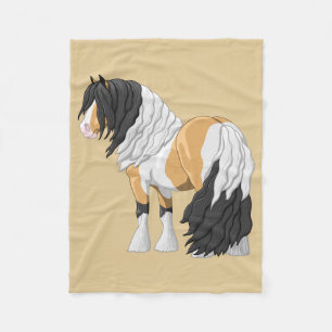 Vackert Buckskin Pinto Gypsy Vanner Draft Hors Fleecefilt