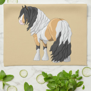 Vackert Buckskin Pinto Gypsy Vanner Draft Hors Kökshandduk