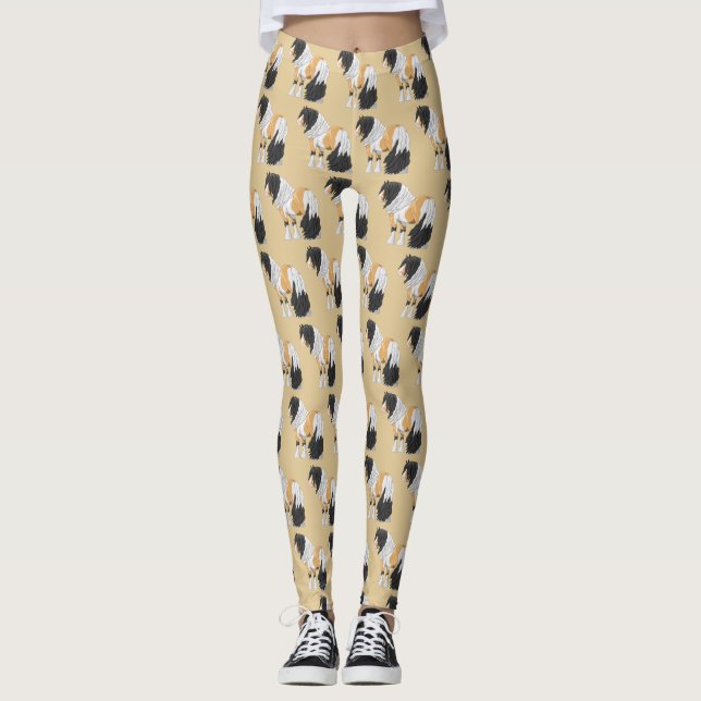 Vackert Buckskin Pinto Gypsy Vanner Draft Hors Leggings (Framsida)