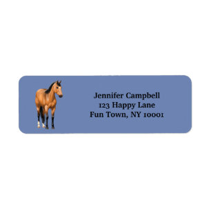 Vackert Buckskin Quarter Horse Returadress Etikett