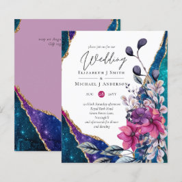 Vackert BUDGET Violet Blue Blommigt Agate Bröllop