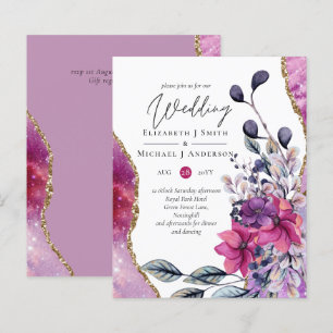 Vackert BUDGET Violet Rosa Blommigt Agate Bröllop