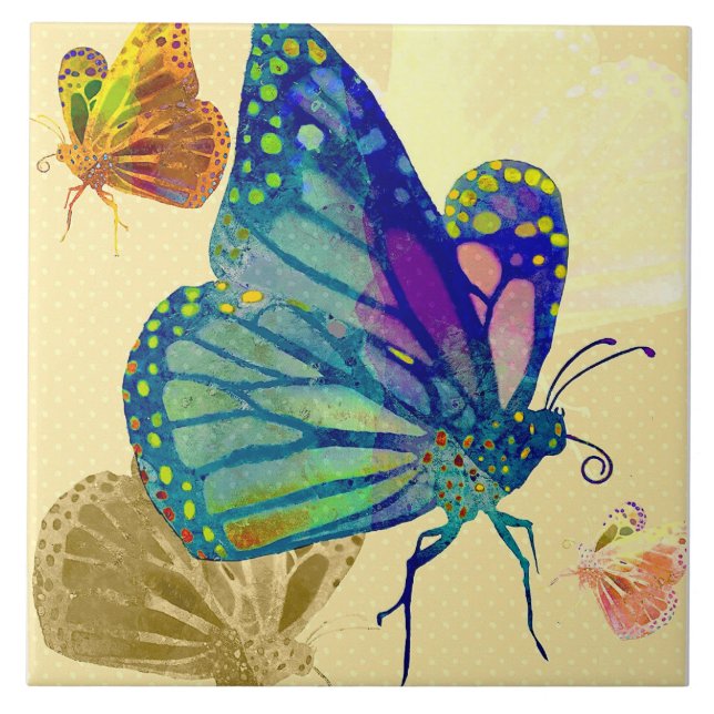 Vackert Butterfly Ceramic Kitchen Tile Kakelplatta (Framsidan)