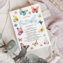 Vackert Butterfly Watercolor Girl Baby Shower