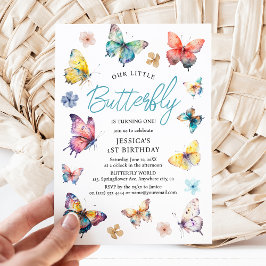 Vackert Butterfly Watercolor Girl's Birthday Inbjudningar