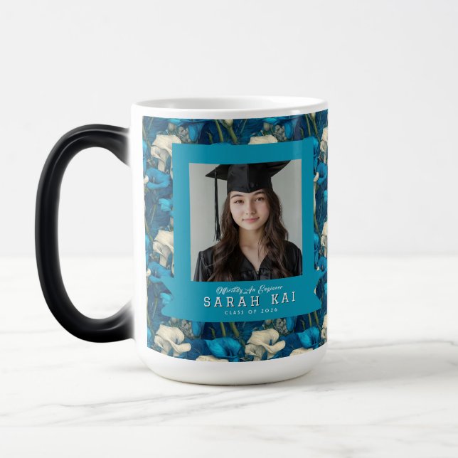 Vackert Calla Lilior Mönster Grattis Examen Magisk Mugg (Vänster)