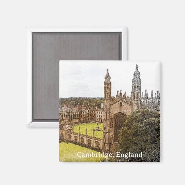 Vackert Cambridge England Panorama View Magnet (Front/Back)