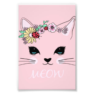 Vackert Cat Ansikte Meow, Kattunge Älskare Gift,C Fototryck
