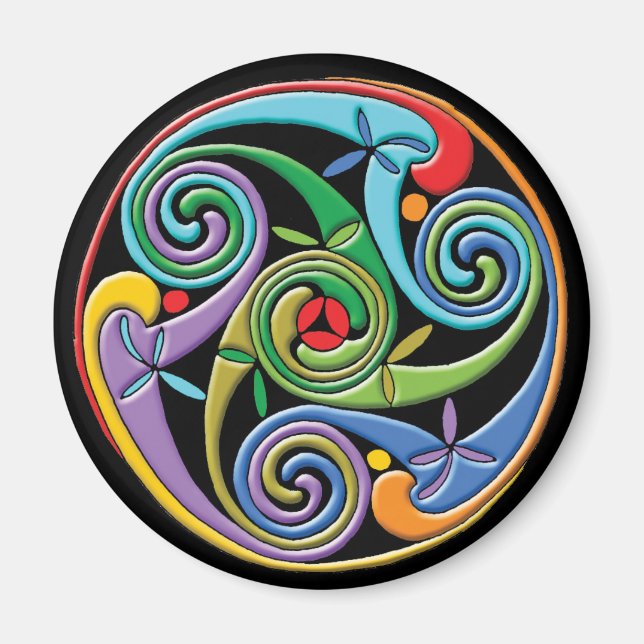 Vackert Celtic Mandala med färgstarka skridskor Magnet (Framsidan)