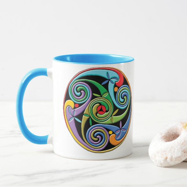 Vackert Celtic Mandala med färgstarka skridskor Mugg (Med munk)