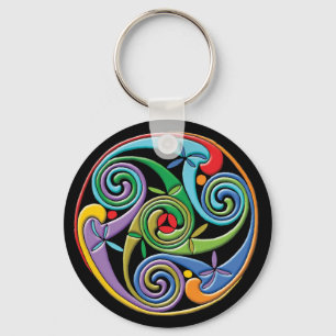 Vackert Celtic Mandala med färgstarka skridskor Nyckelring