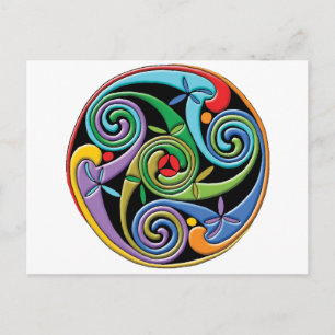 Vackert Celtic Mandala med färgstarka skridskor Vykort