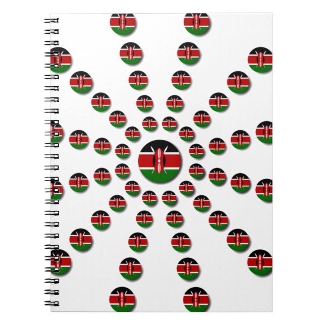 Vackert cirkulärt kenyanskt Flagga: Radialdesign Anteckningsbok (Framsidan)