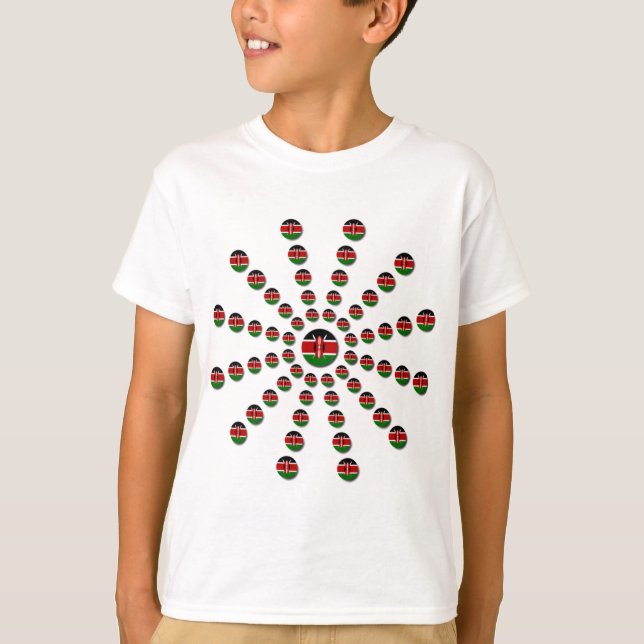 Vackert cirkulärt kenyanskt Flagga: Radialdesign T-shirt (Framsida)