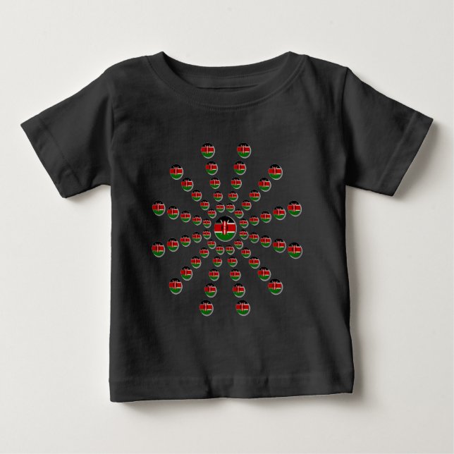 Vackert cirkulärt kenyanskt Flagga: Radialdesign Tee Shirt (Framsida)