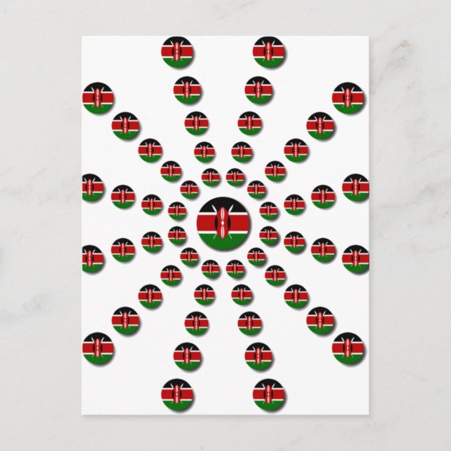 Vackert cirkulärt kenyanskt Flagga: Radialdesign Vykort (Framsida)