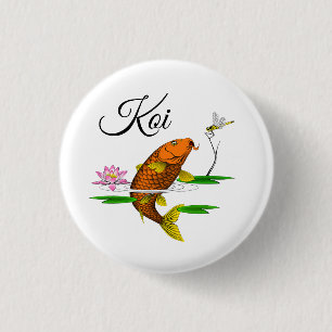 Vackert Colorful Koi Illustration Knapp