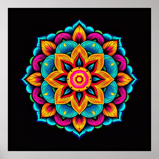Vackert Coloring Mandala Poster (Framsidan)