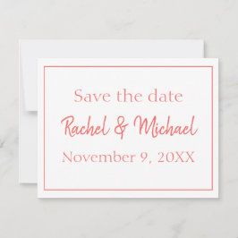 Vackert Coral och Vit Spara datumet