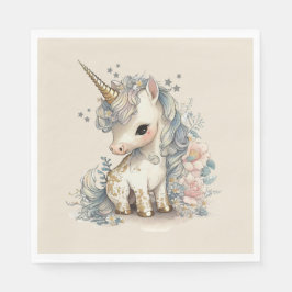 Vackert Cute Unicorn Birthday Pappersservett