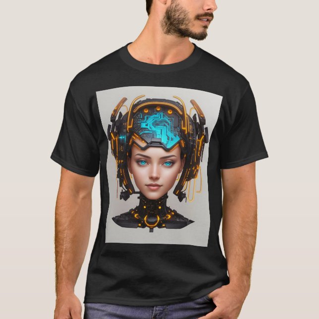 Vackert cyborg Head med cirkusar T Shirt (Framsida)